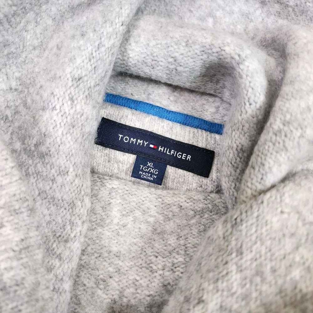 Tommy Hilfiger Mens Gray Turtle Neck Wool Blend Sweater Spellout Size XL Soft - Picture 4 of 7